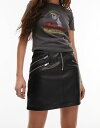 トップショップ 【送料無料】 トップショップ レディース スカート ボトムス Topshop leather look high rise zip detail mini skirt in black Black