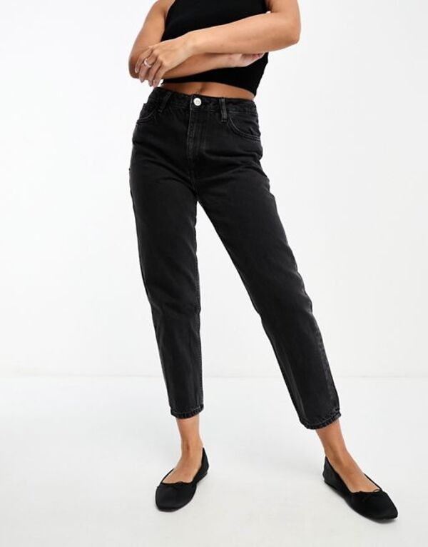 【送料無料】 マンゴ レディース デニムパンツ ボトムス Mango mom jeans in black Black