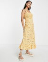 【送料無料】 ワイエーエス レディース ワンピース トップス Y.A.S shirred midi dress with peach print in orange Orange print