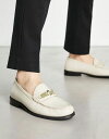  ウォークロンドン メンズ スリッポン・ローファー シューズ Walk London Riva chain loafers in white leather WHITE