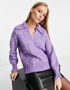 【送料無料】 ワイエーエス レディース ニット・セーター アウター Y.A.S cable knit v neck sweater with cuff detail in lilac Rhaps..