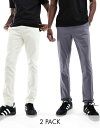 エイソス 【送料無料】 エイソス メンズ カジュアルパンツ ボトムス ASOS DESIGN 2 pack skinny chinos in off white and charcoal Tofu / Castlerock