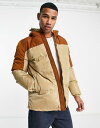 yz AJXeBb` Y WPbgEu] AE^[ American Stitch color block puffer in cream & brown BROWN