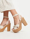 【送料無料】 サウスビーチ レディース サンダル シューズ South Beach straw chunky heel sandals in cream Cream