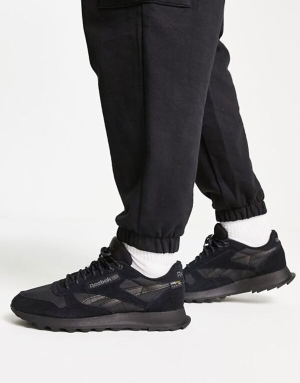  リーボック メンズ スニーカー シューズ Reebok Classic leather sneakers in triple black Black