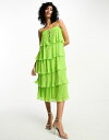 【送料無料】 ワイエーエス レディース ワンピース トップス Y.A.S tiered cami midi dress in green LIME GREEN