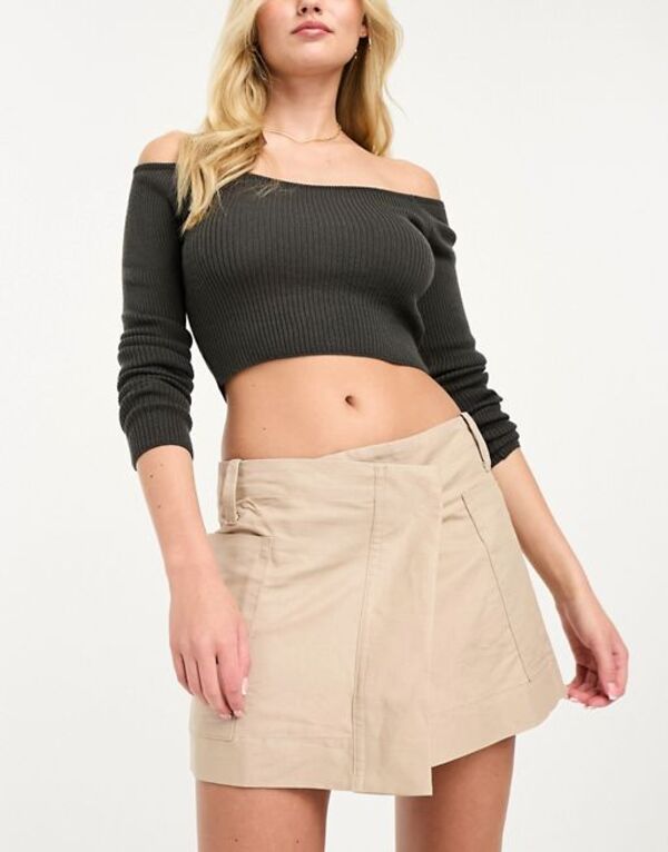 【送料無料】 マンゴ レディース スカート ボトムス Mango cross over skirt in beige BEIGE