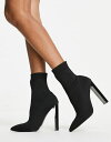 yz GC\X fB[X u[cECu[c V[Y ASOS DESIGN Elly block heel sock boots in black knit Black