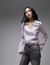 【送料無料】 トップショップ レディース シャツ トップス Topshop button front wrap top in lilac LILAC