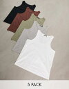 【送料無料】 エイソス メンズ ベスト トップス ASOS DESIGN 5 pack tank top with scoop neck in multiple colors Multi