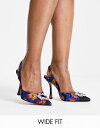 【送料無料】 エイソス レディース ヒール シューズ ASOS DESIGN Wide Fit Poppy embellished slingback high heeled shoes in multi Jacquard