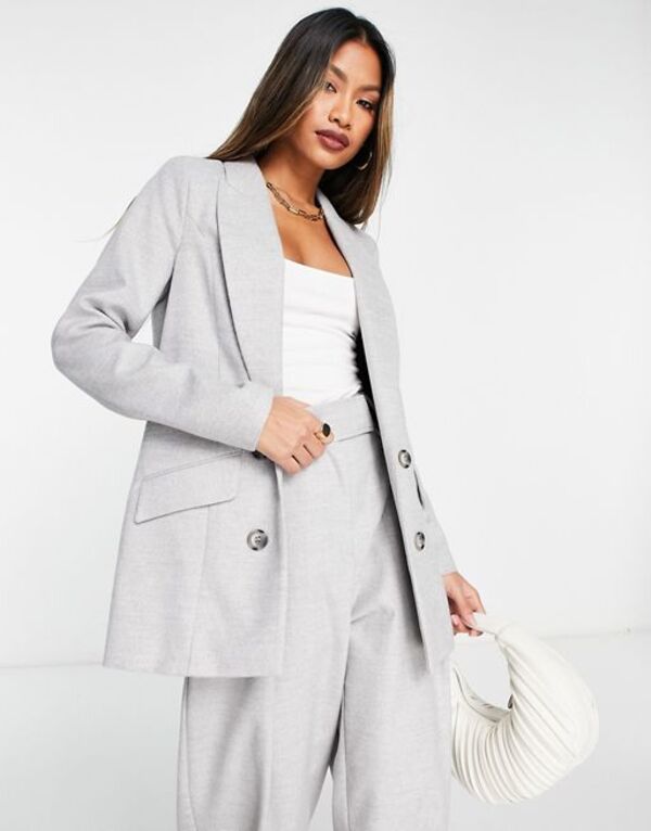 【送料無料】 リバーアイランド レディース ジャケット・ブルゾン ブレザー アウター River Island button front blazer in light gray..