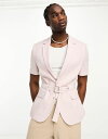 yz GC\X Y WPbgEu] AE^[ ASOS DESIGN short sleeved belted suit jacket in berry Berry