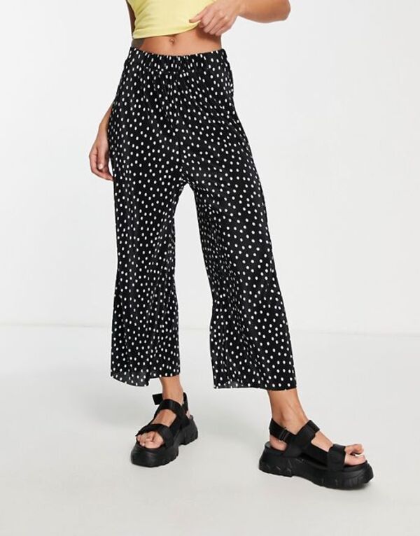 【送料無料】 エイソス レディース カジュアルパンツ ボトムス ASOS DESIGN plisse wide leg culotte pants in mono dot Multi