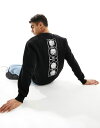 【送料無料】 リバーアイランド メンズ パーカー・スウェット アウター River Island japanese circle sweatshirt in black Black