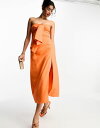 エイソス 【送料無料】 エイソス レディース ワンピース トップス ASOS DESIGN washed folded bandeau midi dress in orange Orange