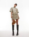 トップショップ 【送料無料】 トップショップ レディース スカート ボトムス Topshop leather look mini skirt in dark khaki - part of a set Dark Khaki