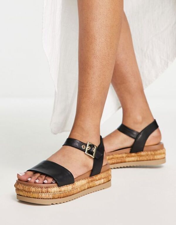 【送料無料】 スティーブ マデン レディース サンダル シューズ Steve Madden Malden platform flat sandals in black Black