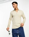 【送料無料】 オンリーアンドサンズ メンズ ポロシャツ トップス Only & Sons long sleeve knitted polo in beige Pelican