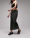 トップショップ 【送料無料】 トップショップ レディース スカート ボトムス Topshop mock knit midi skirt with picot trim in black Black