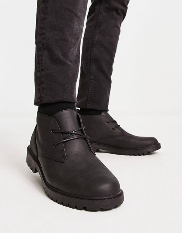 【送料無料】 ニュールック メンズ ブーツ・レインブーツ シューズ New Look chunky desert boots in black Black