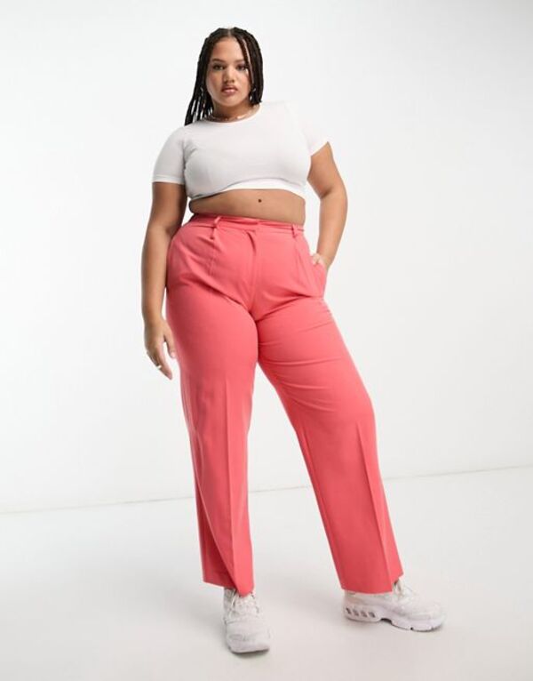 yz GC\X fB[X MX {gX ASOS DESIGN Curve everyday slouchy boy pants in coral Red