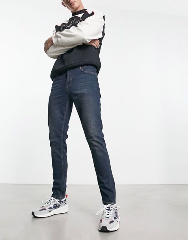 エイソス 【送料無料】 エイソス メンズ デニムパンツ ジーンズ ボトムス ASOS DESIGN skinny jeans in Y2k tinted dark wash blue Blue