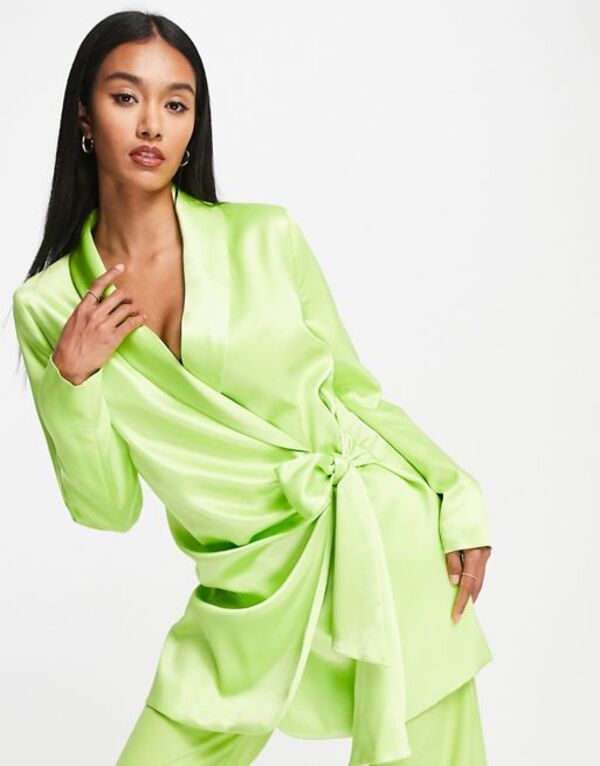 リバーアイランド 【送料無料】 リバーアイランド レディース ジャケット・ブルゾン ブレザー アウター River Island satin belted blazer dress in green - part of a set GREEN