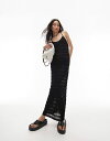 【送料無料】 トップショップ レディース ワンピース トップス Topshop knit sheer stripe midi dress in black Black