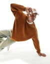 エイソス 【送料無料】 エイソス メンズ ニット・セーター アウター ASOS DESIGN oversized knit fisherman ribbed crew neck sweater in burnt orange TAN