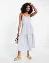 【送料無料】 ワイエーエス レディース ワンピース トップス Y.A.S Thea stripe midi dress in blue Blue stripe