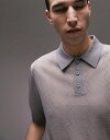 【送料無料】 トップマン メンズ ポロシャツ トップス Topman knit sheer polo with pointelle in gray Sage Green