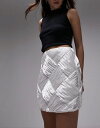 トップショップ 【送料無料】 トップショップ レディース スカート ボトムス Topshop weave satin mini skirt in ivory IVORY