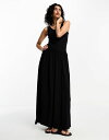  エイソス レディース ワンピース トップス ASOS DESIGN ribbed scoop neck midi dress with dropped waist in black Black