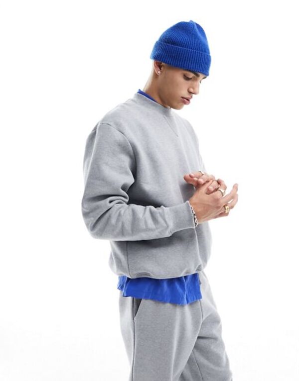 【送料無料】 エイソス メンズ パーカー・スウェット アウター ASOS DESIGN heavyweight oversized sweatshirt in gray heather Gray Heather