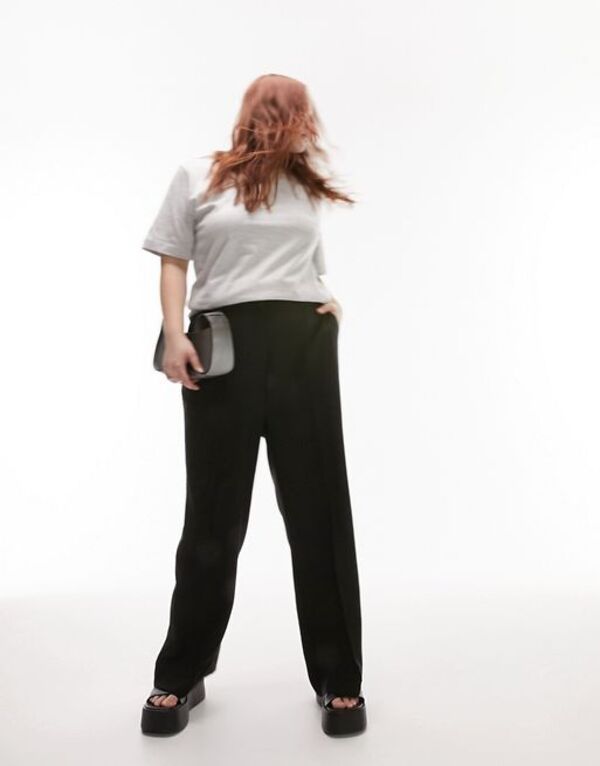 yz gbvVbv fB[X MX {gX Topshop Curve Tailored pinseam pants in black Black