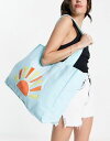 yz TEXr[` fB[X g[gobO obO South Beach terrycloth embroidered beach tote bag in bright blue Bright blue