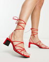 【送料無料】 モンキ レディース サンダル シューズ Monki tie-up heeled sandals in red Red