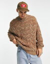 【送料無料】 エイソス メンズ カーディガン アウター ASOS DESIGN oversized knitted sweater in space dye cable Multi