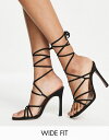 【送料無料】 エイソス レディース ヒール シューズ ASOS DESIGN Wide Fit Nobu strappy tie leg heeled sandals in black Black