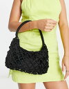 yz EB[NfC fB[X V_[obO obO Weekday 90's polyester crochet shoulder bag in black - BLACK Black