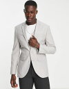 yz gbv} Y WPbgEu] AE^[ Topman gray suit jacket in white stripe LIGHT GRAY