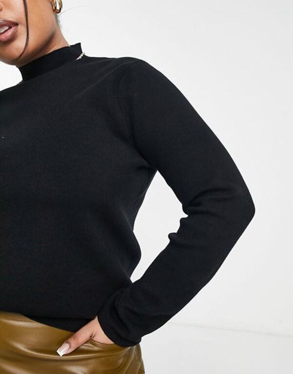 マンゴ 【送料無料】 マンゴ レディース ニット・セーター アウター Mango crew neck sweater in black Black