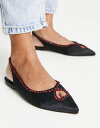 【送料無料】 エイソス レディース パンプス シューズ ASOS DESIGN Lust heart diamante ballet flats in black satin Black/red