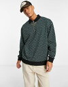 【送料無料】 エイソス メンズ パーカー・スウェット アウター ASOS DESIGN oversized polo sweatshirt in green chevron texture Green multi