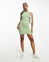 【送料無料】 エイソス レディース ワンピース トップス ASOS DESIGN knit racer mini dress in khaki Khaki