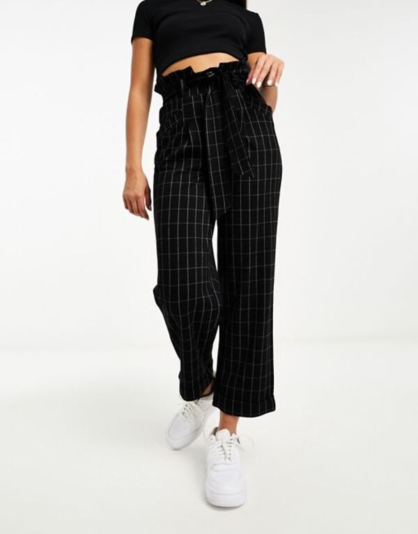 【送料無料】 エイソス レディース カジュアルパンツ ボトムス ASOS DESIGN paper bag waist peg pants in windowpane check Windowpane check