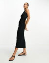 yz o[ACh fB[X s[X gbvX River Island racer neck twist front jersey bodycon midi dress in black Black