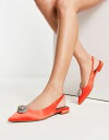 エイソス 【送料無料】 エイソス レディース パンプス シューズ ASOS DESIGN Lotus embellished slingback ballet flats in orange satin Orange satin