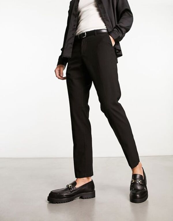  ニュールック メンズ カジュアルパンツ ボトムス New Look plain suit pants in black Black